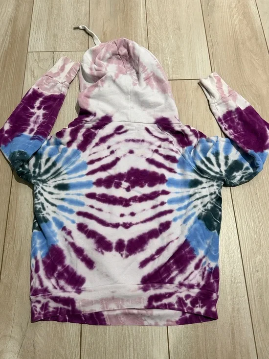 NSF SoulCycle Exclusive Tie-Dye Pullover Hoodie in Purple Blue Gray White Small - Picture 6 of 6